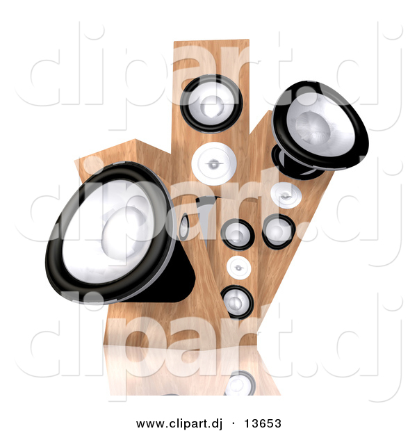 Clipart of a 3d Wood Speakers