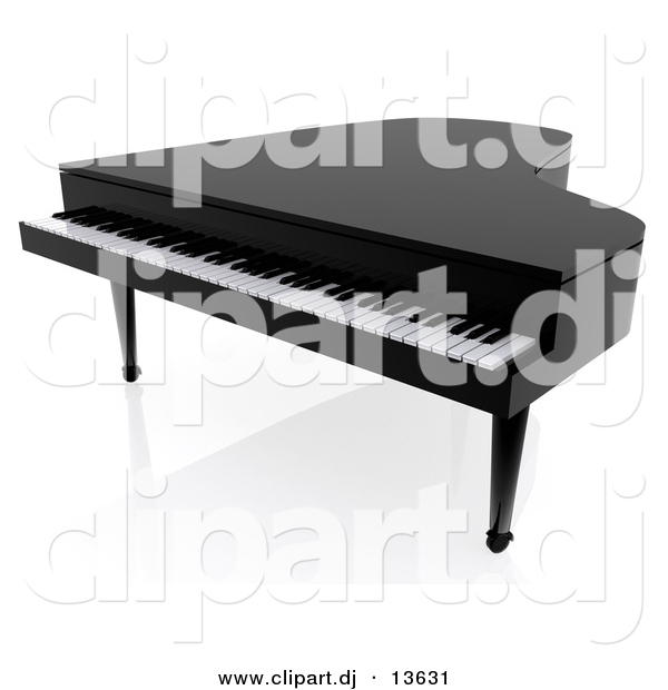Clipart of a Black 3d Piano