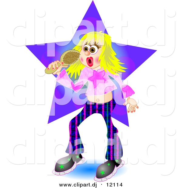 Clipart of a Blond Pop Star Woman Singing
