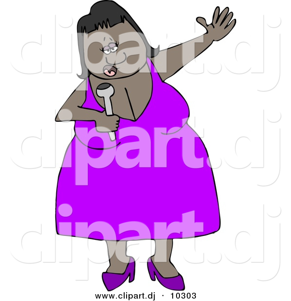 Clipart of a Cartoon Black Diva Woman Singing Music