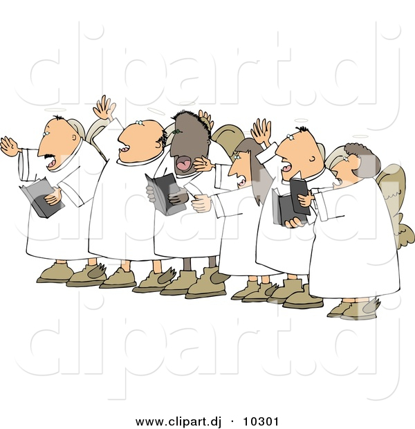 Clipart of a Cartoon Chorus Angels Singing