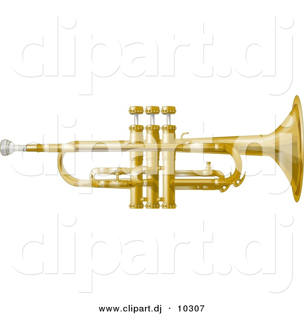 Clipart of a Cartoon Music Trumpet
