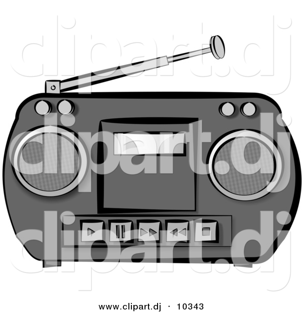 Clipart of a Classic Potable Boombox Radio - Catoon Styled