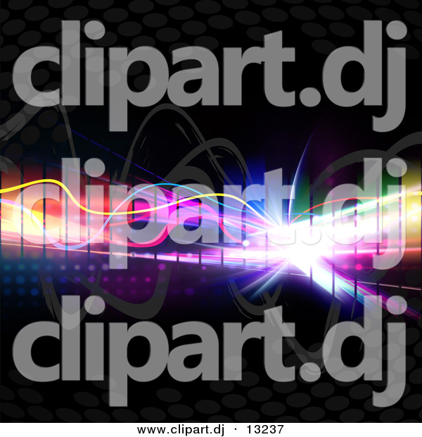 Clipart of a Colorful Equalizer with Bright Neon Lights, Lines over Black Background
