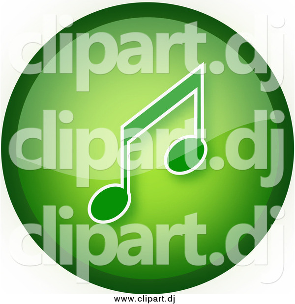 Clipart of a Green Music Button