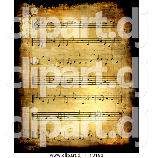 Clipart of a Grunge Sheet Music Background - Antique Version