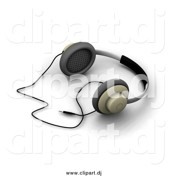 Clipart of a Pair of 3d Headphones Resting on a White Surface