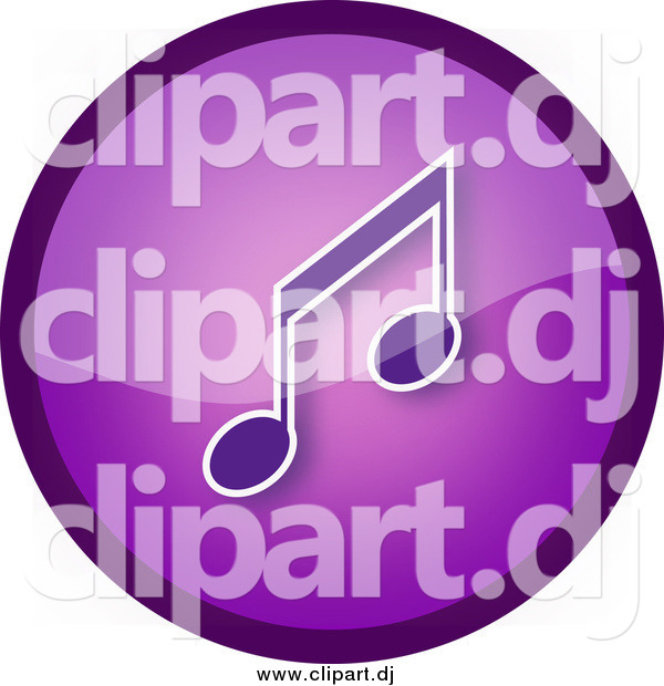 Clipart of a Shiny Round Purple Music Note Icon Button