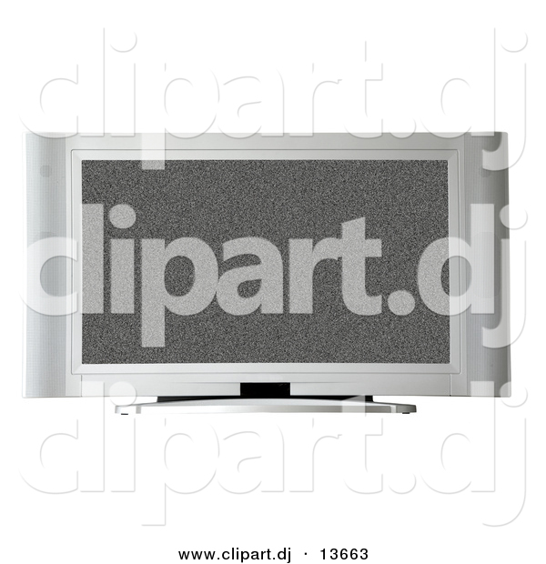 Clipart of a Television with White Noise on Screen