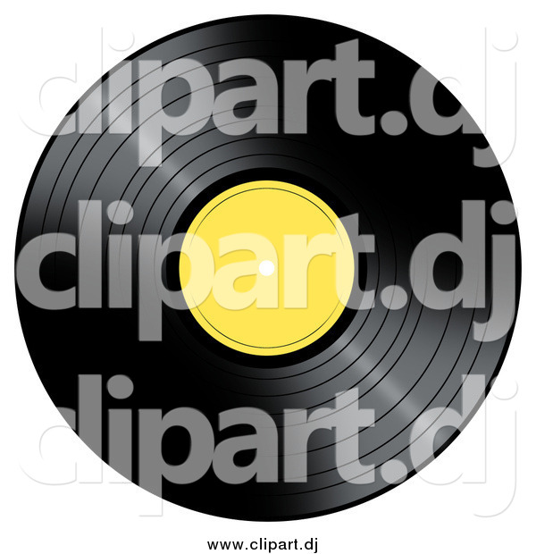 Clipart of a Vinyl Record with a Yellow Label