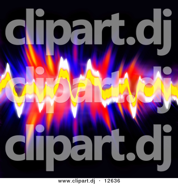 Clipart of Neon Audio Equalizer Waves over Black Background