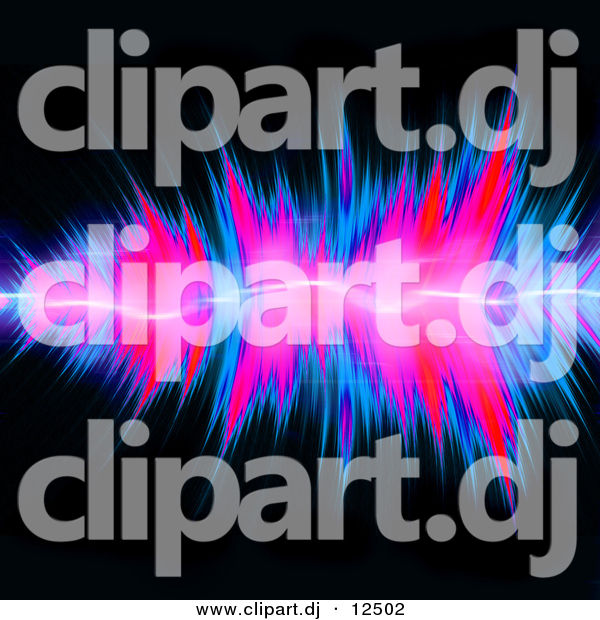 Clipart of Neon Pink and Blue Audio Vibrations over Black Background