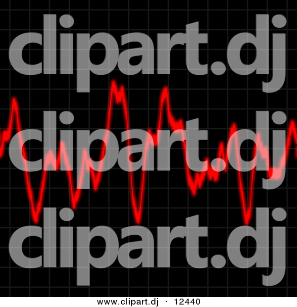 Clipart of Red Audio Waves Across Black Background