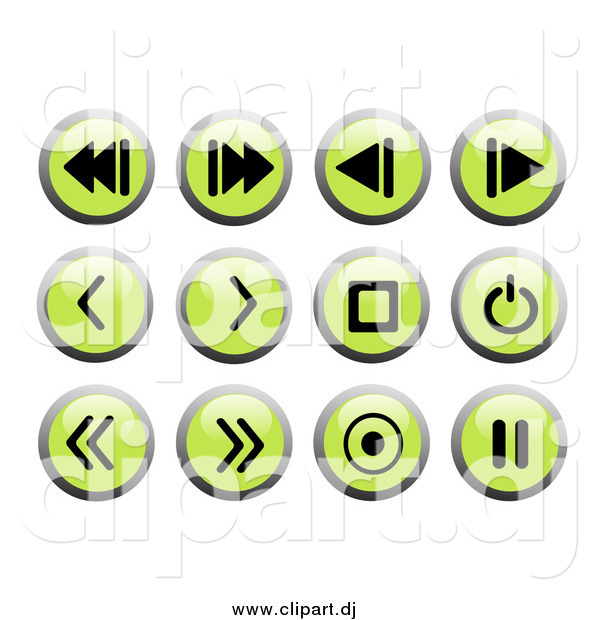Clipart of Round Green and Black Recording Web Design Icons