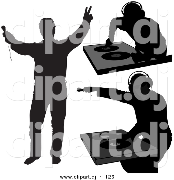 Vector Clipart of 3 Unique DJ Silhouettes - Digital Collage