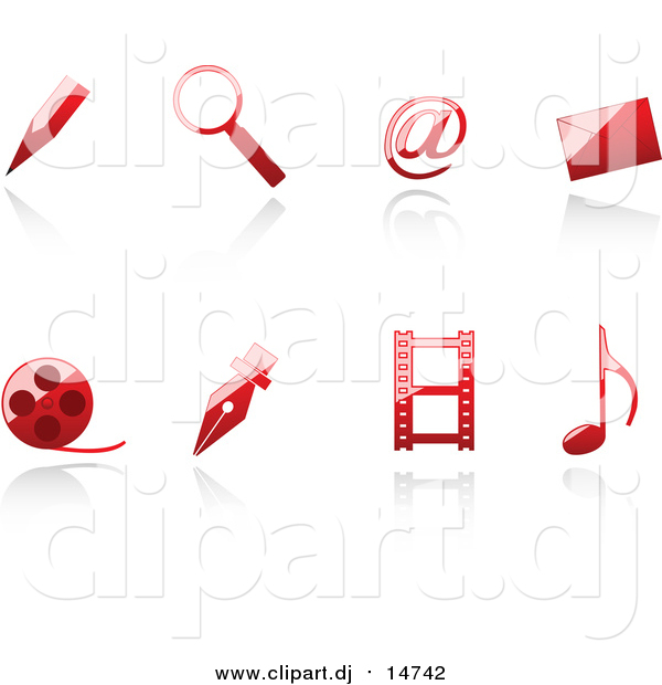 Vector Clipart of 3d Shiny Red Web Browser Icons