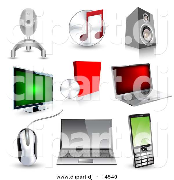 Vector Clipart of 3d Technology Icons