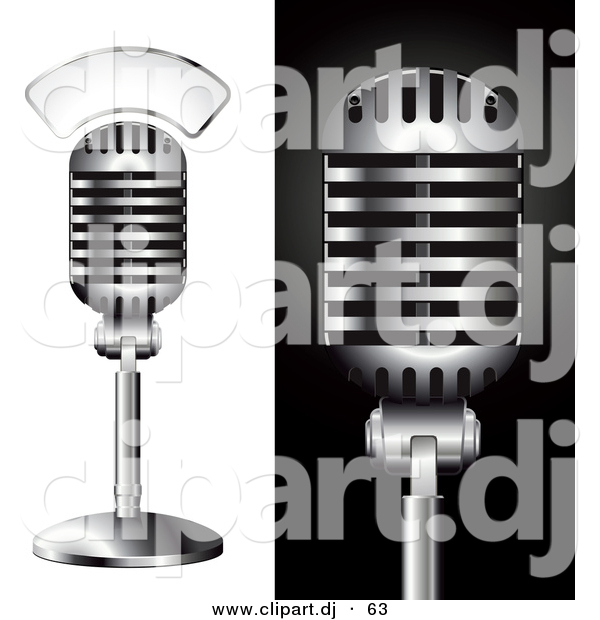 Vector Clipart of a 2 Metal Studio Microphones - Digital Collage