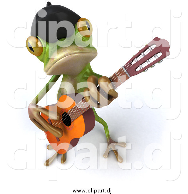 Vector Clipart of a 3d French Frog Guitarist