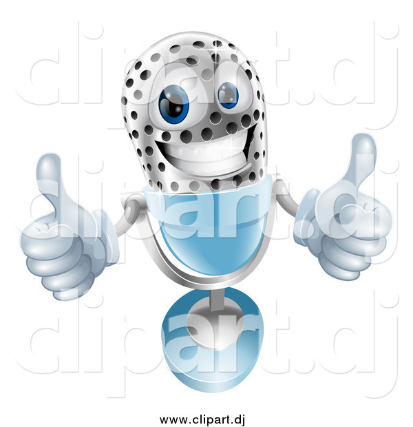 Vector Clipart of a 3d Microphone Giving Two Thumbs up