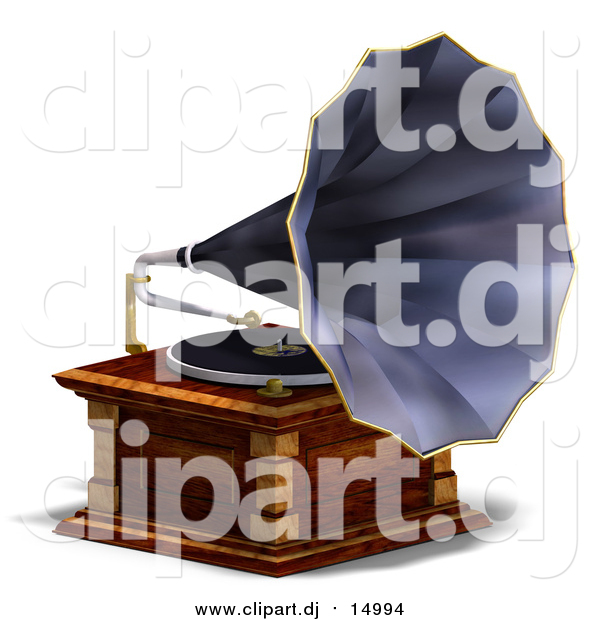 Vector Clipart of a 3d Music Phonograph