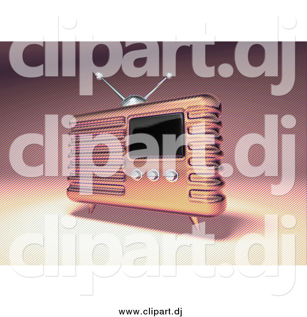 Vector Clipart of a 3d Pink Retro Metal Radio