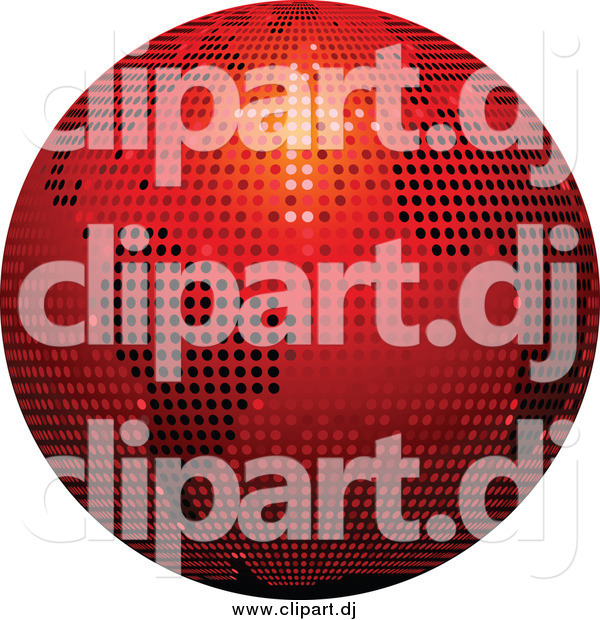 Vector Clipart of a 3d Red Sparkling Disco Ball Globe