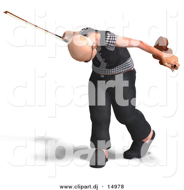 Vector Clipart of a 3d Senior Man Playing a Violin