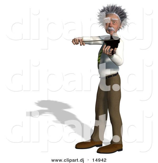 Vector Clipart of a 3d Violinist Man Resembling Einstein