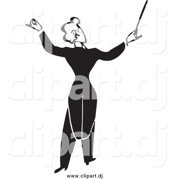 Vector Clipart of a Black and White Music Conductor