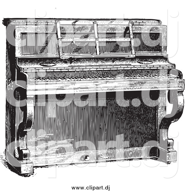 Vector Clipart of a Black and White Upright Piano