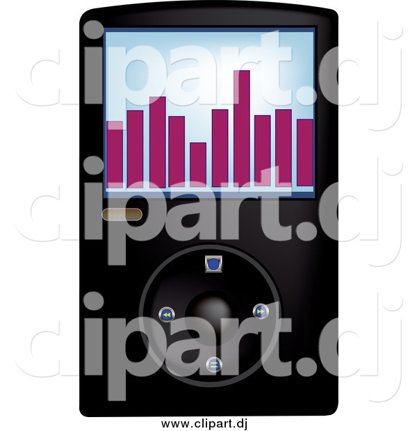 Vector Clipart of a Black Mp3 Music Player