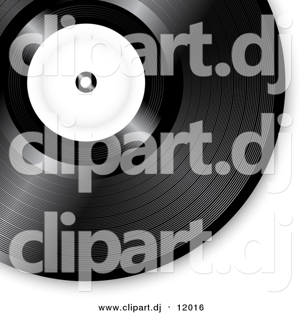 Vector Clipart of a Black Vinyl Record with a Blank White Label