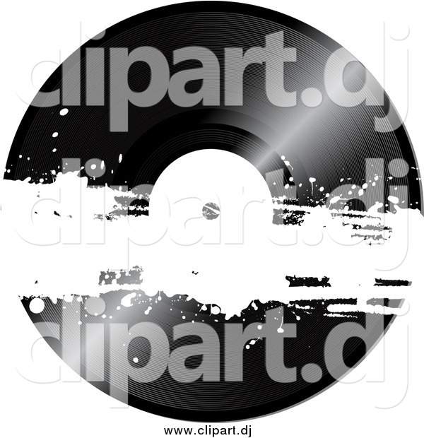Vector Clipart of a Black Vinyl Record with White Grunge
