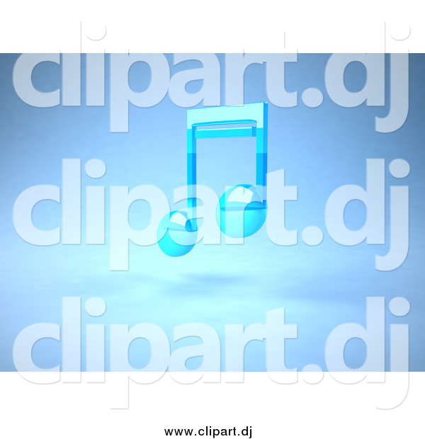Vector Clipart of a Blue 3d Music Note Floating