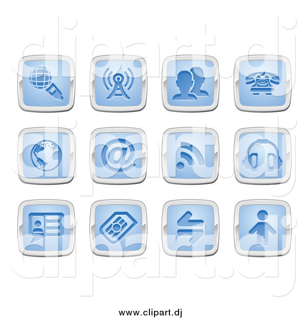Vector Clipart of a Blue and Silver Square Communication Icons