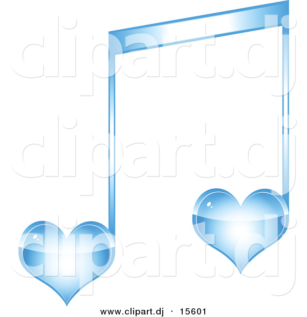 Vector Clipart of a Blue Love Heart Music Note