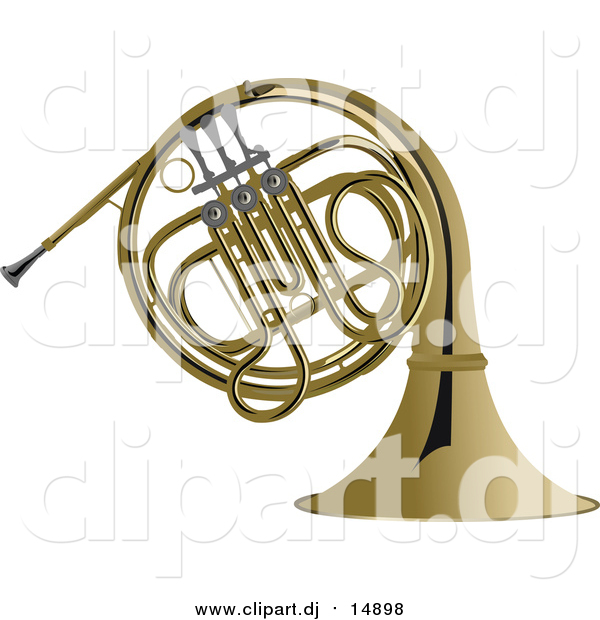 Vector Clipart of a Brass French Horn