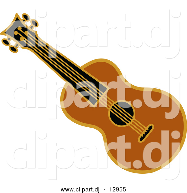 Vector Clipart of a Brown Ukulele Instrument