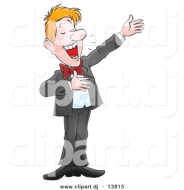Vector Clipart of a Cartoon Man Announcing