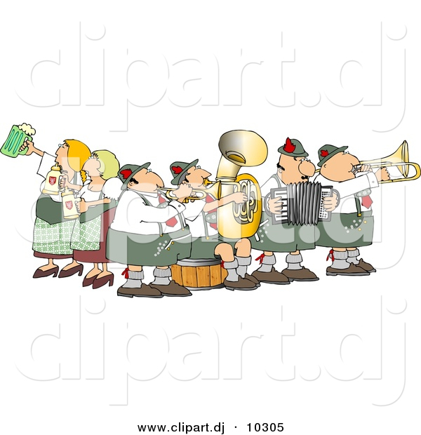 Vector Clipart of a Cartoon People Celebrating Oktoberfest - Music and Beer