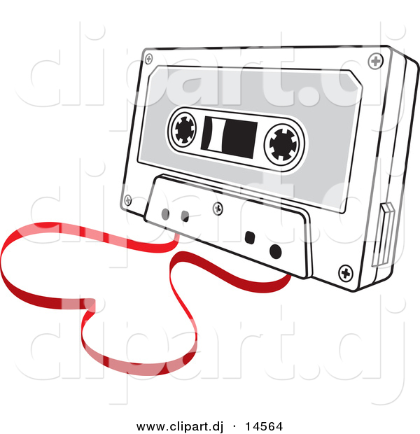 Vector Clipart of a Cassette Tape with Film Forming Love Heart