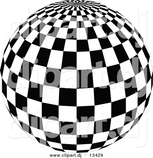 Vector Clipart of a Checkered Black and White Disco Ball