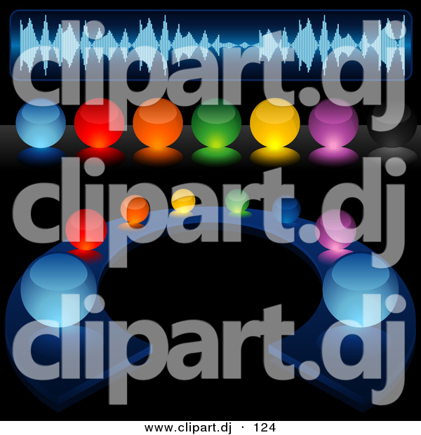 Vector Clipart of a Colorful Illuminated Audio Buttons - Digital Collage