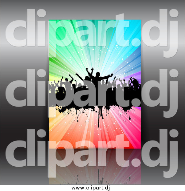 Vector Clipart of a Dance Party Flyer over Gray
