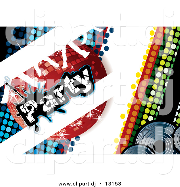 Vector Clipart of a Disco Party Background with a Red Ball and Dancing Feet