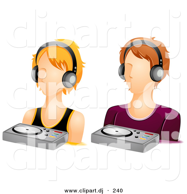 Vector Clipart of a DJ Girl and Boy Avatars - Digital Collage