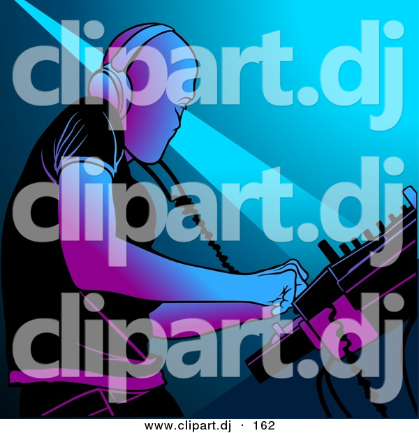 Vector Clipart of a DJ Mixing Music