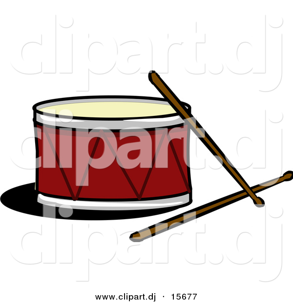Vector Clipart of a Drum with Sticks