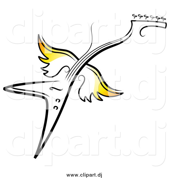 Vector Clipart of a Flying Winged Electric Guitar